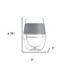 Clear And Gray Tritan Plastic Convex Curve Shape Stemless All Purpose Wine Glass