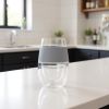 Clear And Gray Tritan Plastic Convex Curve Shape Stemless All Purpose Wine Glass