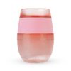 Clear And Pink Tritan Plastic Convex Curve Shape Stemless All Purpose Wine Glass