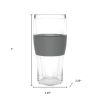 Set of Two Clear And Gray Tritan Plastic Unique Shape Stemless Pint Glass