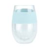 Clear And Blue Tritan Plastic Convex Curve Shape Stemless All Purpose Wine Glass