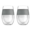 Set of Two Clear And Gray Tritan Plastic Convex Curve Shape Stemless All Purpose Wine Glass
