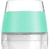 Set of Two Clear And Mint Green Tritan Plastic Convex Curve Shape Stemless All Purpose Wine Glass