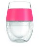 Set of Two Clear And Coral Tritan Plastic Convex Curve Shape Stemless All Purpose Wine Glass