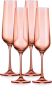Set of Four Coral Crystal Narrow Stemmed Champagne Flutes