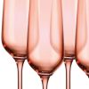 Set of Four Coral Crystal Narrow Stemmed Champagne Flutes