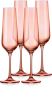 Set of Four Coral Crystal Narrow Stemmed Champagne Flutes