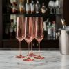 Set of Four Coral Crystal Narrow Stemmed Champagne Flutes