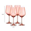Set of Four Coral Crystal Balloon Bowl Stemmed Red Wine Glass