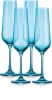 Set of Four Blue Crystal Straight Shape Stemmed Flute