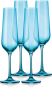 Set of Four Blue Crystal Straight Shape Stemmed Flute