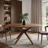 47" Brown Rounded Solid Manufactured Wood Pedestal Base Dining Table