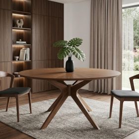 47" Brown Rounded Solid Manufactured Wood Pedestal Base Dining Table