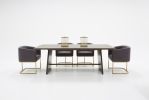 87" Brown Solid Wood Sled Base Dining Table