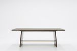 87" Brown Solid Wood Sled Base Dining Table