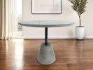 35" Gray Concrete Pedestal Base Round Top Dining Table