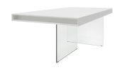 79" White and Clear Wood and Glass Trestle Base Dining Table
