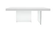 79" White and Clear Wood and Glass Trestle Base Dining Table