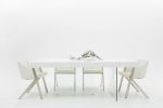 79" White and Clear Wood and Glass Trestle Base Dining Table