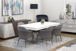 79" White and Clear Wood and Glass Trestle Base Dining Table