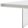 79" White and Clear Wood and Glass Trestle Base Dining Table