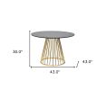 43" Black And Gold Rounded Stainless Steel Pedestal Base Dining Table