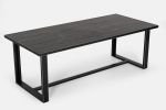 87" Black Solid Wood and Metal Sled Base Dining Table