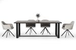 87" Black Solid Wood and Metal Sled Base Dining Table