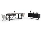 87" Black Solid Wood and Metal Sled Base Dining Table