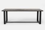 87" Black Solid Wood and Metal Sled Base Dining Table