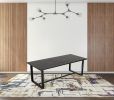 87" Black Solid Wood and Metal Sled Base Dining Table