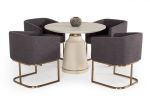 39" Off White Concrete Pedestal Base Round Top Dining Table