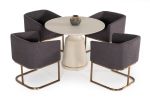 39" Off White Concrete Pedestal Base Round Top Dining Table