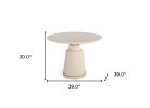39" Off White Concrete Pedestal Base Round Top Dining Table