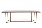 95" Brown and Brass Solid Wood and Brass Trestle Base Dining Table