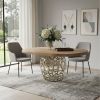 47" Acacia Live Edge Rounded Solid Wood And Brass Dining Table