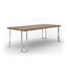 95" Brown and Silver Wood and Stainless Steel Dining Table