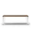 95" Brown and Silver Wood and Stainless Steel Dining Table