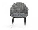 Gray and Black Upholstered Fabric And Faux Leather Wing Back Dining Arm Chair