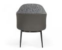 Gray and Black Upholstered Fabric And Faux Leather Wing Back Dining Arm Chair
