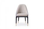 Tufted Beige and Blue And Black Upholstered Faux Leather Dining Side Chair