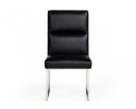 Set of Two Tufted Black And Silver Upholstered Faux Leather Dining Side Chairs