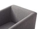 Dark Gray And Brass Upholstered Fabric Dining Arm Chair