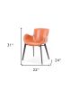 Terra Cotta And Black Upholstered Faux Leather Dining Arm Chair