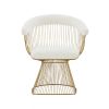 White And Gold Fabric Steel Windsor Back Dining Arm Chair