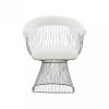 White And Silver Fabric Steel Windsor Back Dining Side Chair