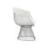 White And Silver Fabric Steel Windsor Back Dining Side Chair