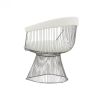 White And Silver Fabric Steel Windsor Back Dining Side Chair