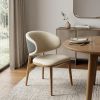 Cream And Brown Upholstered Fabric Wing Back Dining Side Chair