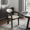 Light Gray And Dark Gray Upholstered Faux Leather Open Back Dining Arm Chair